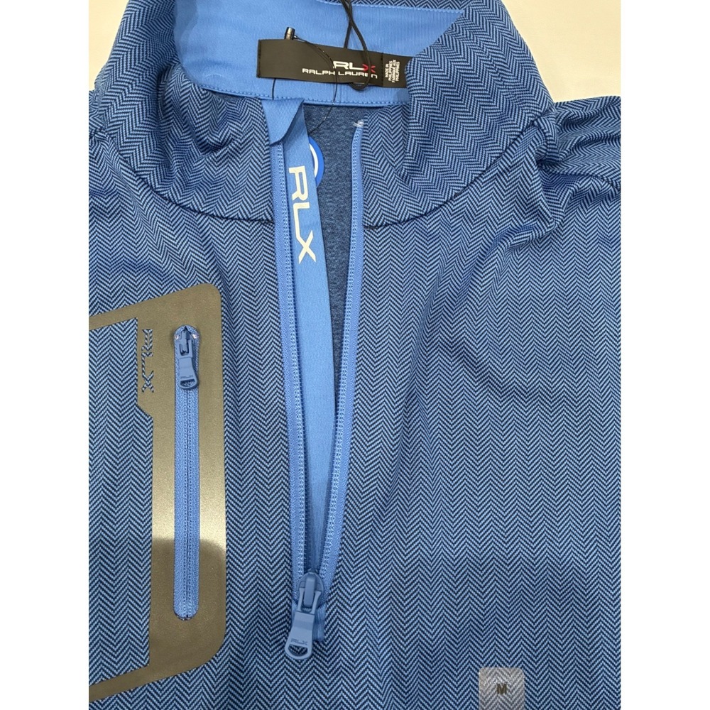 RLX Ralph Lauren Performance Quarter Zip Golf Wicking Pullover Blue Herringbone - Picture 5 of 13